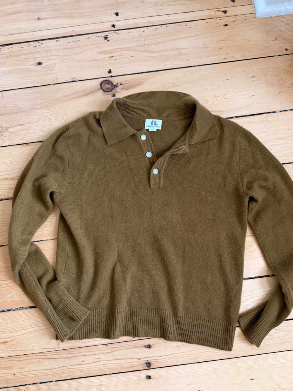 Gardenheir Small Olive Green Polo Collar Cashmere Sweater